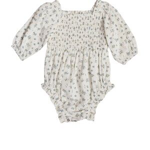 Ivy City Co Cream Floral Smocked Romper